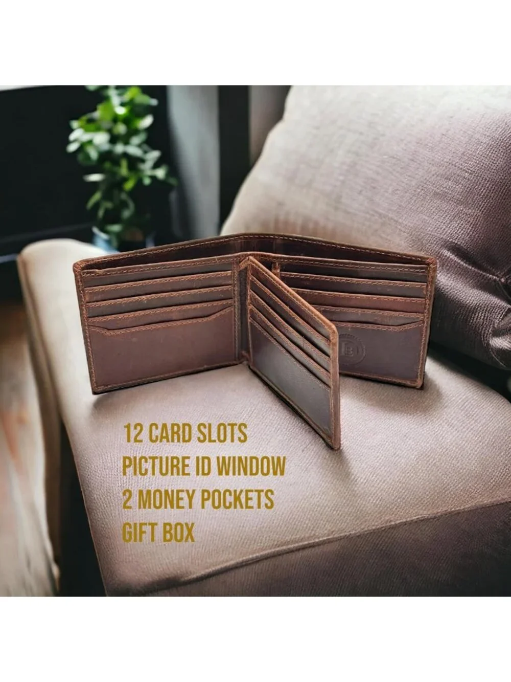 Vintage Leather RFID Slim Bifold Wallet for Men - Classic Brown Credit Card